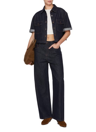 Figure View - Click To Enlarge - MO&CO. - Wide Leg Dark Wash Jeans