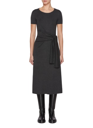Main View - Click To Enlarge - MO&CO. - Crewneck Waist Tie Shift Dress