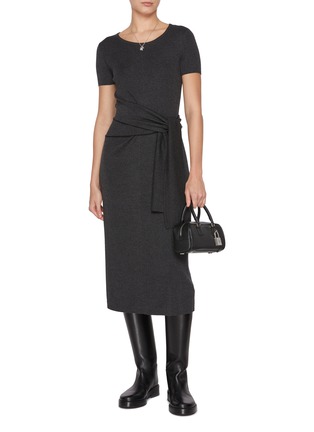 Figure View - Click To Enlarge - MO&CO. - Crewneck Waist Tie Shift Dress