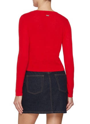 Back View - Click To Enlarge - MO&CO. - Crewneck Linen Cotton Knit Cardigan