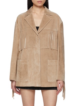 Main View - Click To Enlarge - MO&CO. - Fringed Suede Jacket