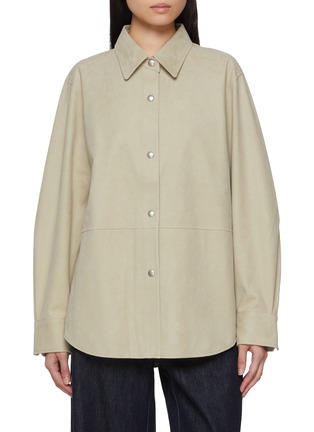 Main View - Click To Enlarge - MO&CO. - Oversized Faux Leather Shirt Jacket