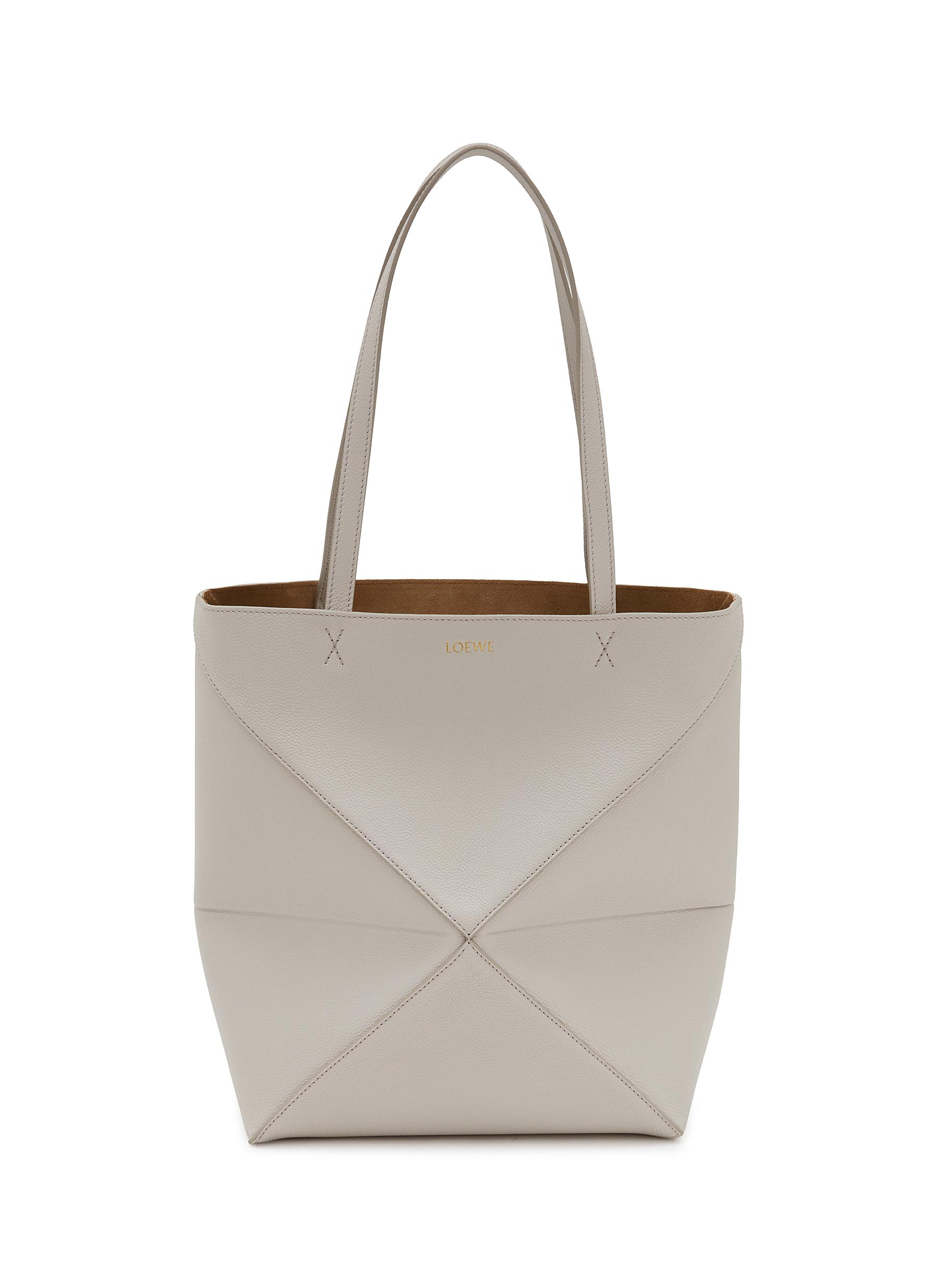 トートバッグ Loewe Medium 'Puzzle Fold Tote' shopping bag Medium Puzzle Fold tote in shiny calfskin Beige - LOEWE