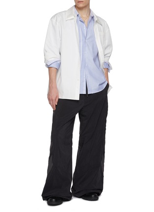 Figure View - Click To Enlarge - WE11DONE - Removable Double Collar Cotton Shirt