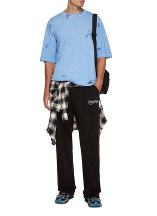 Figure View - Click To Enlarge - WE11DONE - Gothic Logo Washed Cotton Sweatpants