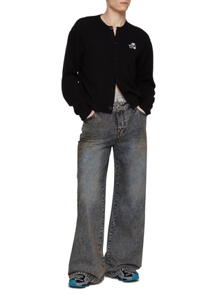 Figure View - Click To Enlarge - WE11DONE - Teddy Patch Merino Wool Cardigan