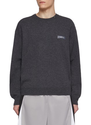 Main View - Click To Enlarge - WE11DONE - Tape Logo Merino Wool Sweater