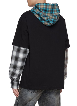 Back View - Click To Enlarge - WE11DONE - Patchwork Hooded Cotton Jersey T-Shirt