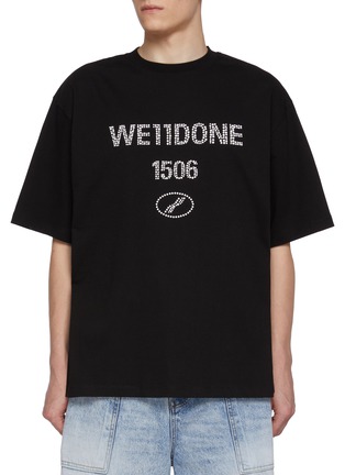 Main View - Click To Enlarge - WE11DONE - Pearl 1506 Embellished Cotton T-Shirt