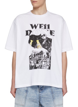 Main View - Click To Enlarge - WE11DONE - Black Cat Poster Graphic Cotton T-Shirt