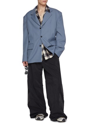 Figure View - Click To Enlarge - WE11DONE - Single Breasted Door Knocker Tab Wool Blend Blazer
