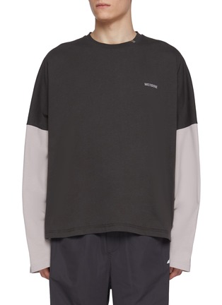 Main View - Click To Enlarge - WE11DONE - Two Tone Long Sleeve Cotton Jersey T-Shirt