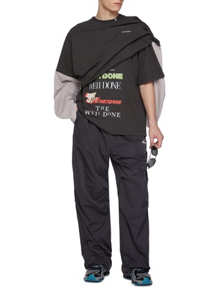 Figure View - Click To Enlarge - WE11DONE - Two Tone Long Sleeve Cotton Jersey T-Shirt