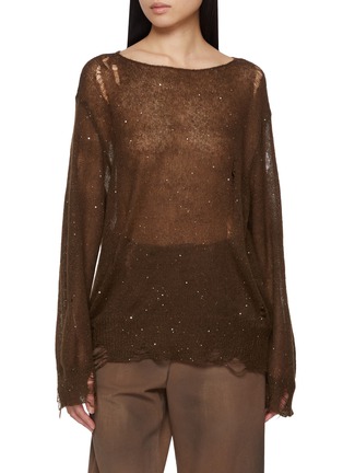 Main View - Click To Enlarge - NOIR - Long Sleeve Sequin Knit Top