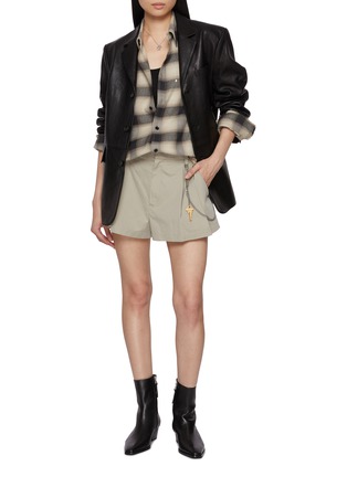 Figure View - Click To Enlarge - NOIR - Gold Splatter Plaid Cotton Wool Shirt