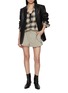 Figure View - Click To Enlarge - NOIR - Gold Splatter Plaid Cotton Wool Shirt