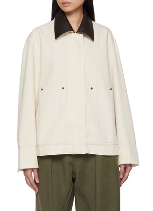 Main View - Click To Enlarge - NOIR - Removable Contrast Collar Denim Jacket
