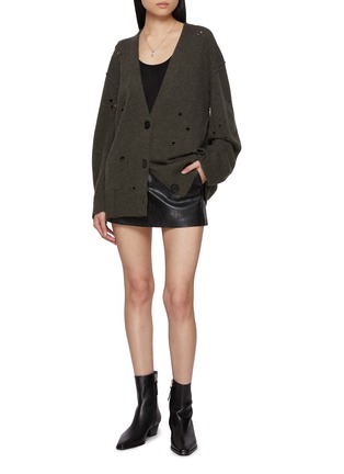 Figure View - Click To Enlarge - NOIR - Ribbed Wool Cashmere Knit Cardigan