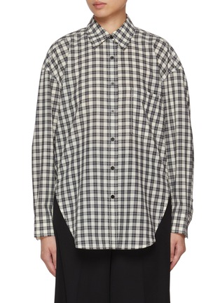 Main View - Click To Enlarge - EDITION - Chequered Curved Hem Shirt
