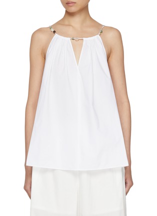 Main View - Click To Enlarge - EDITION - Draped Beaded Strap Cotton Vest