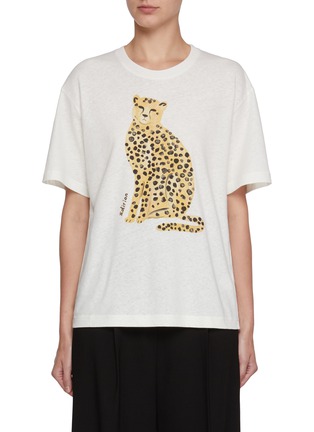 Main View - Click To Enlarge - EDITION - Cheetah Graphic Linen Cotton T-Shirt