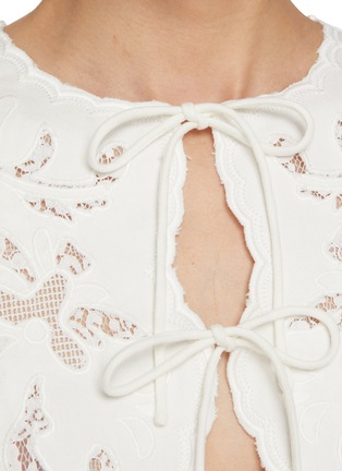 - EDITION - Tie Front Embroidered Lace Cotton Linen Vest