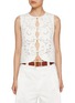 Main View - Click To Enlarge - EDITION - Tie Front Embroidered Lace Cotton Linen Vest