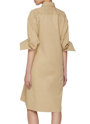 Back View - Click To Enlarge - EDITION - Long Sleeve Draped Shirt Dress