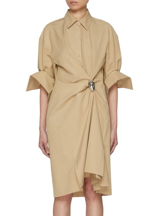 Main View - Click To Enlarge - EDITION - Long Sleeve Draped Shirt Dress
