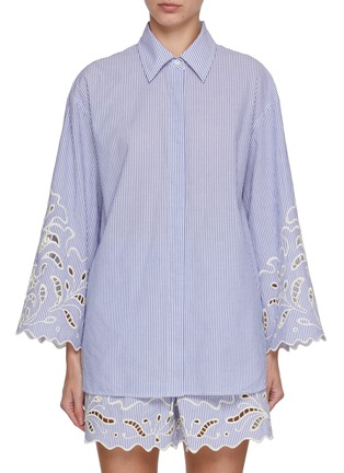 Main View - Click To Enlarge - EDITION - Embroidered Striped Cotton Shirt