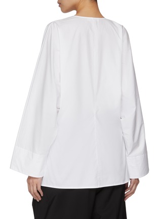 Back View - Click To Enlarge - EDITION - Long Sleeve Twist Ring Cotton Draped Shirt