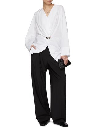 Figure View - Click To Enlarge - EDITION - Long Sleeve Twist Ring Cotton Draped Shirt