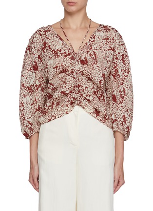 Main View - Click To Enlarge - EDITION - Balloon Sleeves V-Neck Cotton Blouse