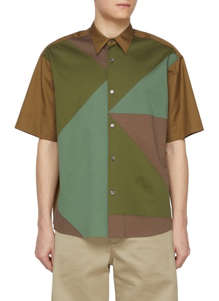 Main View - Click To Enlarge - TOMORROWLAND - Tokiko Bias Patchwork Cotton Shirt