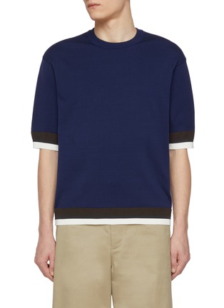 Main View - Click To Enlarge - TOMORROWLAND - Crewneck Cotton Blend Knit T-Shirt