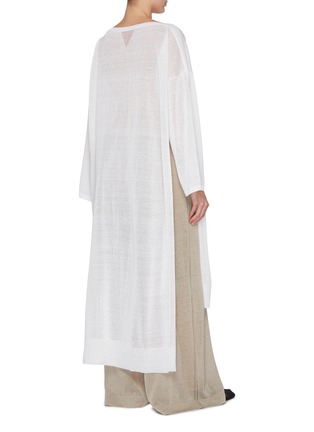 Back View - Click To Enlarge - ALAÏA - Boat Neck Side Slit Long Poplin Tunic Top