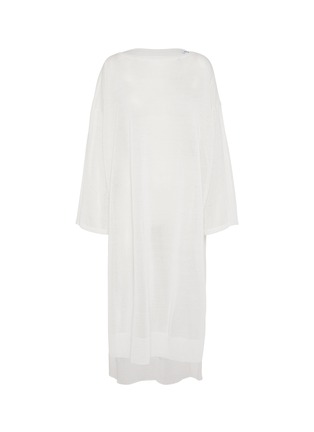 Main View - Click To Enlarge - ALAÏA - Boat Neck Side Slit Long Poplin Tunic Top
