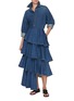 Figure View - Click To Enlarge - ALAÏA - Tiered Spiral Dark Wash Denim Skirt