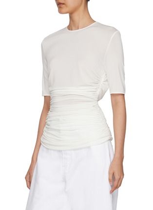 Front View - Click To Enlarge - ALAÏA - Ruched Fitted Jersey T-Shirt