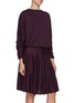 Front View - Click To Enlarge - ALAÏA - Back Cut Out Batwing Flared Linen Dress
