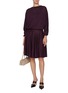 Figure View - Click To Enlarge - ALAÏA - Back Cut Out Batwing Flared Linen Dress