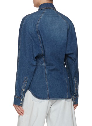 Back View - Click To Enlarge - ALAÏA - Curved Dark Wash Denim Shirt