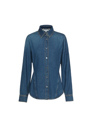 Main View - Click To Enlarge - ALAÏA - Curved Dark Wash Denim Shirt