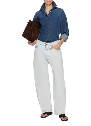 Figure View - Click To Enlarge - ALAÏA - Curved Dark Wash Denim Shirt