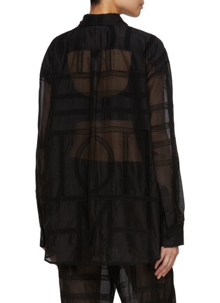 Back View - Click To Enlarge - TOTEME - Monogram Crochet Cotton Silk Shirt