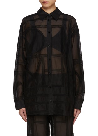 Main View - Click To Enlarge - TOTEME - Monogram Crochet Cotton Silk Shirt