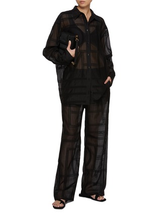 Figure View - Click To Enlarge - TOTEME - Monogram Crochet Cotton Silk Shirt
