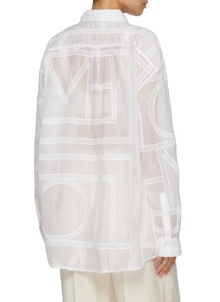 Back View - Click To Enlarge - TOTEME - Monogram Crochet Cotton Silk Shirt