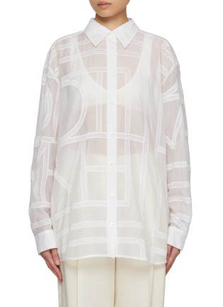 Main View - Click To Enlarge - TOTEME - Monogram Crochet Cotton Silk Shirt