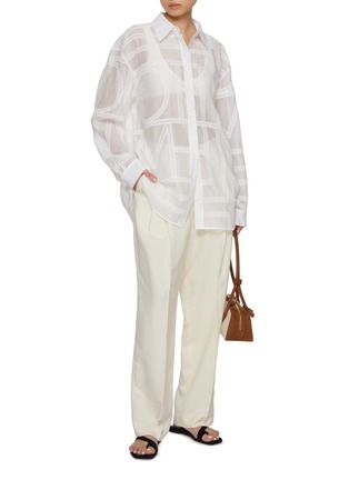 Figure View - Click To Enlarge - TOTEME - Monogram Crochet Cotton Silk Shirt